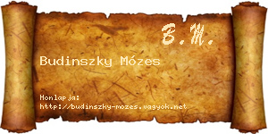 Budinszky Mózes névjegykártya
